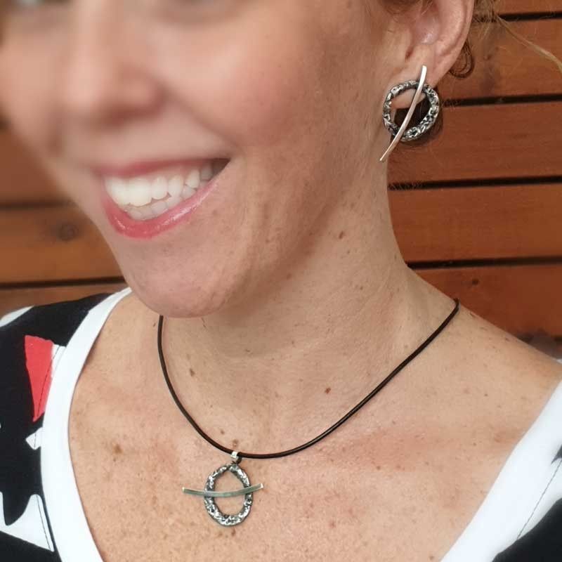 Pendientes de plata Ensō oxid mediano