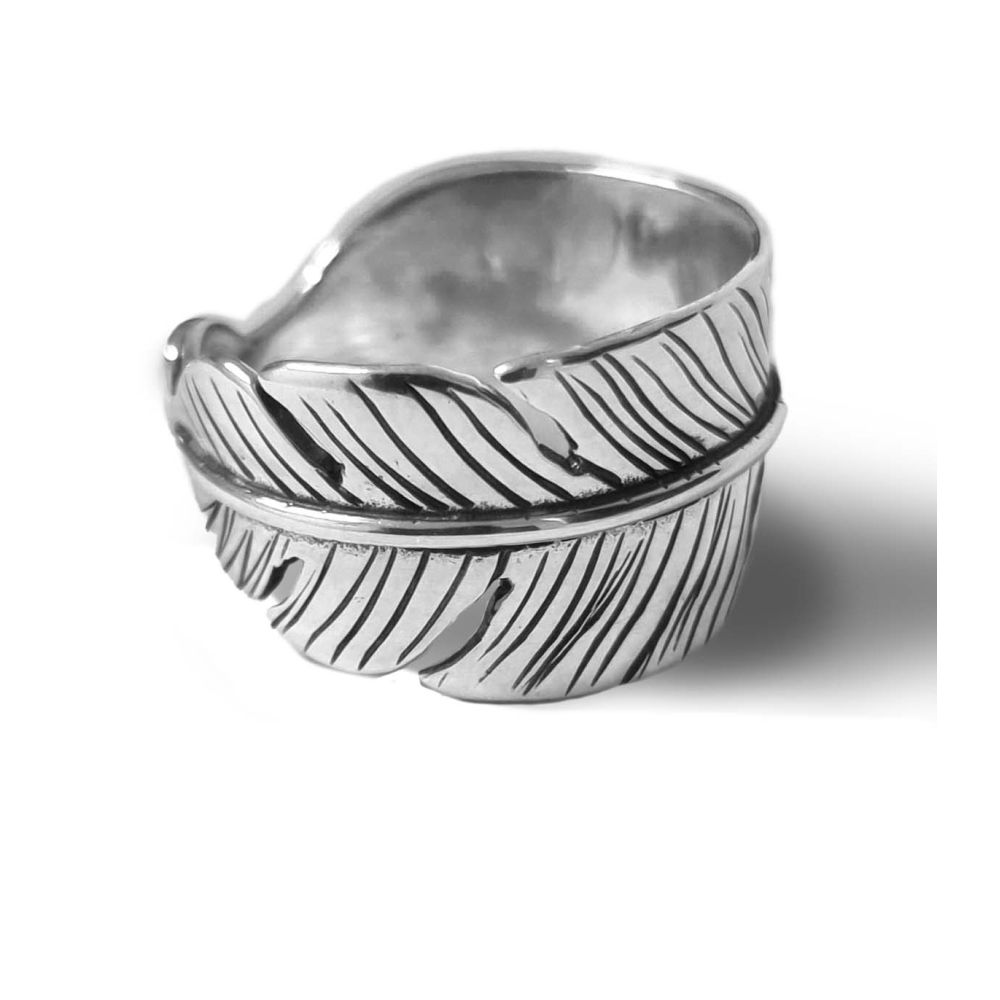 Anillo de plata Pluma anillo de mujer y anillo de hombre