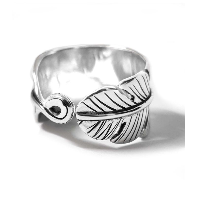 Anillo de plata Pluma hecho a mano