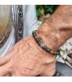 PULSERA DE LAVA, PLATA y OJO DE TIGRE